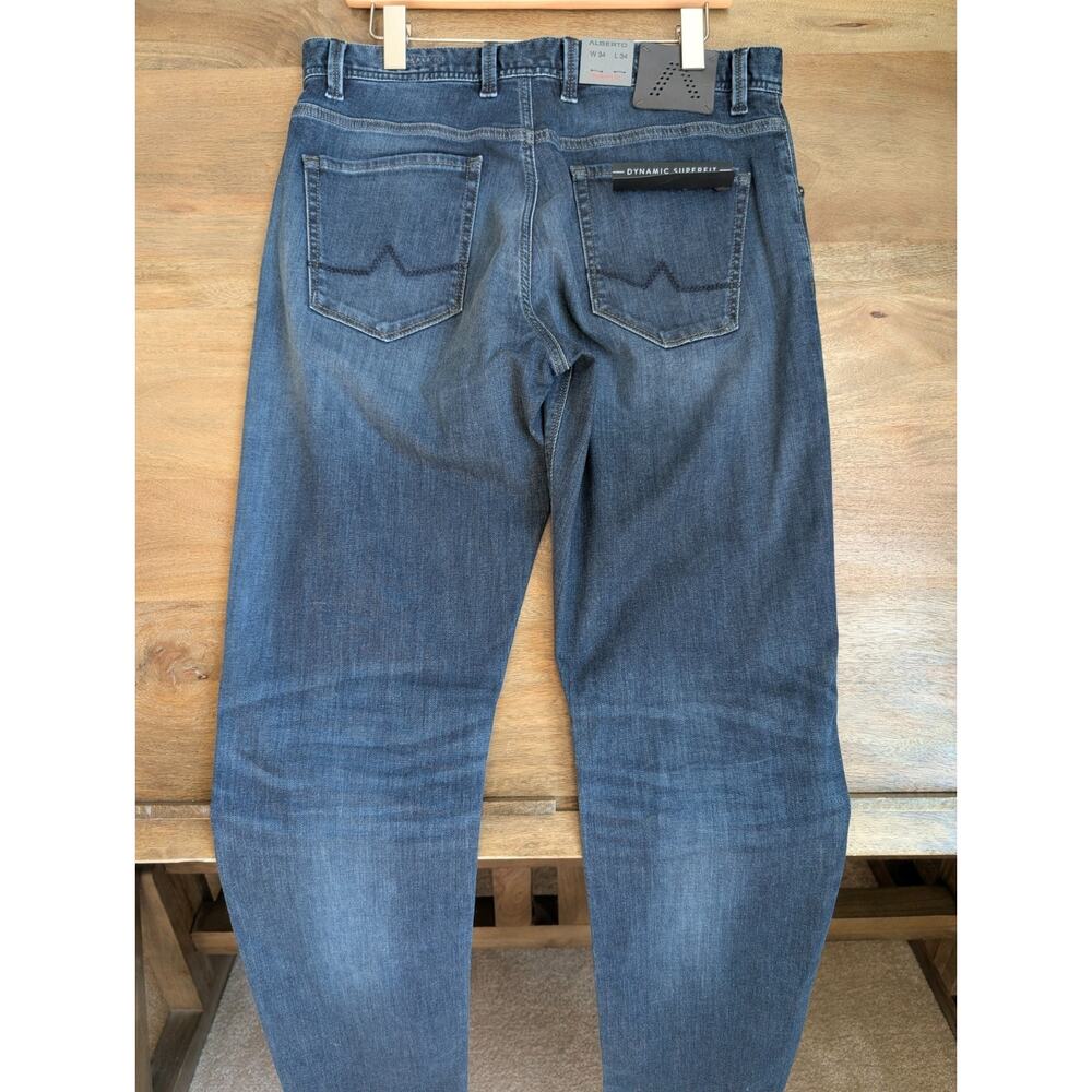 Alberto Jeans Mens 34x34 Blue Denim Super Stretch Modern Fit Straight 5017 NWT - Picture 2 of 7